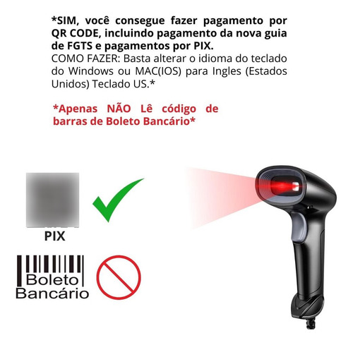 Leitor De Código De Barras Com Fio 2d Portátil Usb