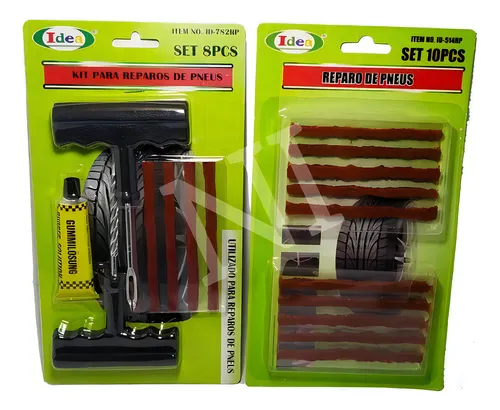 Kit de parches para reparar neumáticos de coche y moto con 15 fideos sin cámara