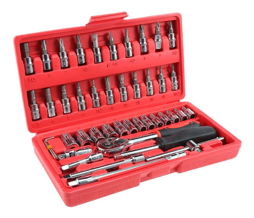 Imagen 1 de 6 de Caja De Herramientas Lumax De 46 Piezas Dados Y Puntas