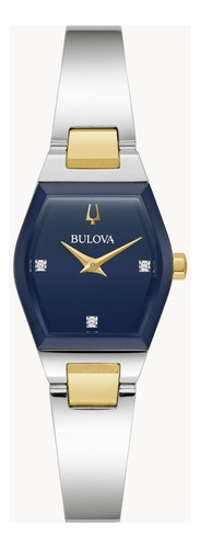Reloj Bulova 98p216 Geminis Para Mujer Ts Color de la correa Plateado Color del bisel Negro Color del fondo Azul