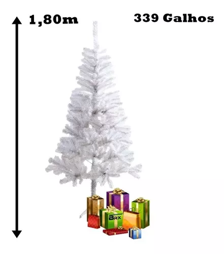 Árvore de Natal branca 339 galhos 1,80 metros - Importados Lili