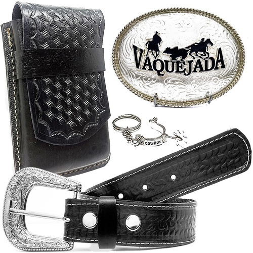 Kit Cowboy Capa Celular Country + Cinto + Fivela + Chaveiro