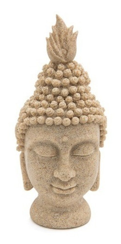Escultura Cabeza Buda (feng-shui) - Piedra Beige - 15cm