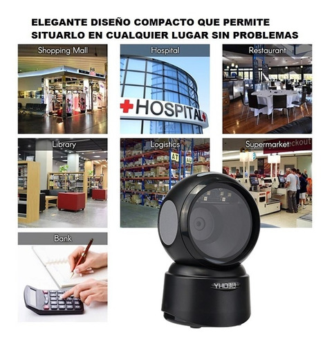 Imagen 3 de 9 de Lector Escáner Código De Barras Omnidireccional Usb Con Base