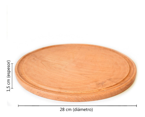 Plato de madera para asado algarrobo 28cm diámetro Compranet 11606