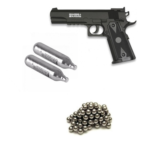 Pistola Balin 4,5 Swiss Arms P1911 Match +2co2 +500bb Geoutd