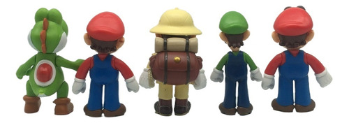 Set 5 Figuras Mario Bros Luigi Yoshi 10cm Nuevo Envio Gratis