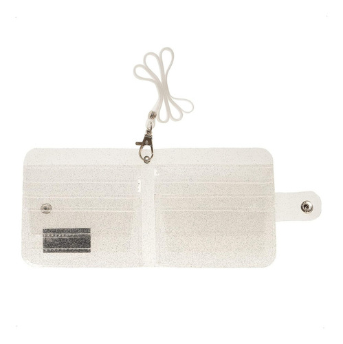 Billetera De Mujer Transparente Wallet Chica Pvc Con Correa Diseño De La Tela Purpurina