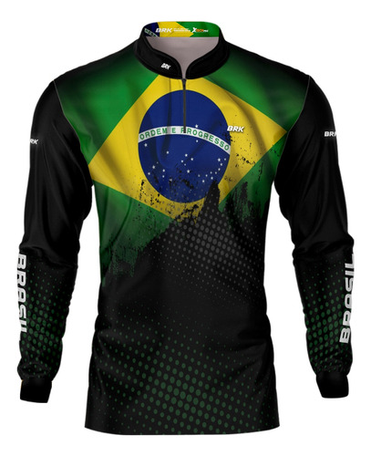 Camisa Camiseta De Pesca Masculina Brasil Brk Com Uv50+