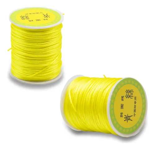 Hilo Cordón Cola De Ratón Rayon Color Amarillo 1mm 80 Mtrs