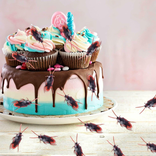20 Cucarachas Broma Plástico Insectos Tacto Real Halloween