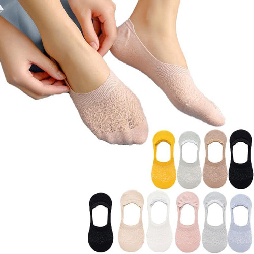 10 Pares Calcetines Invisibles Para Mujer,calcetas De Encaje