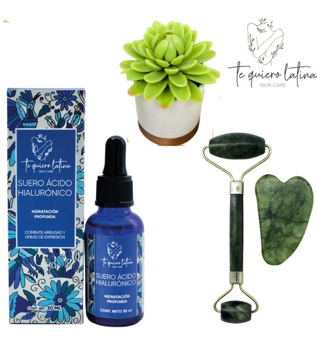 Serum De Ac.hialuronico+rodillo De Jade& Guasha