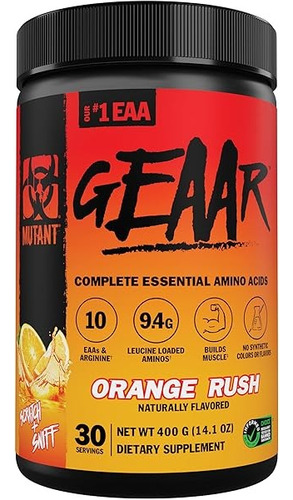 Aminoácidos Eeas Mutant Geaar Electrolitos 30 Servicios Sabor Orange Rush