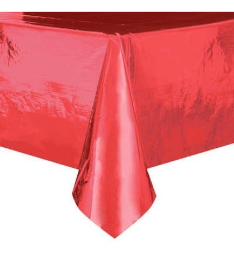 Mantel Plástico Rectangular Rojo Metalizado 137cm X 274cm