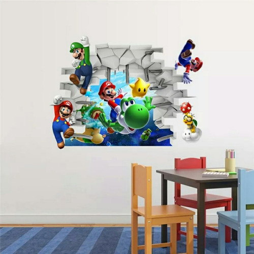 Sticker Adhesivo Decorativo Mural Infantil Mario Bros 