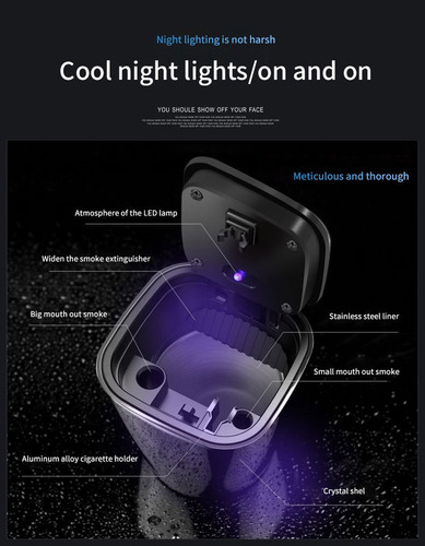 Cenicero Portátil Con Led Y Tapa For Automóvil Mitsubishi