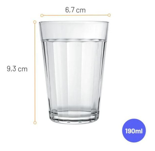 Set de 6 vasos tradicionales americanos de cristal Nadir, 190 ml