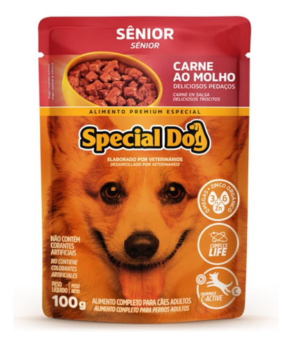 Alimento Special Dog Premium Especial para cão senior todos os tamanhos sabor carne em saco de 100g