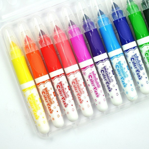 Plumones De Colores Jumbo Lavables Preescolar Niños 12pz