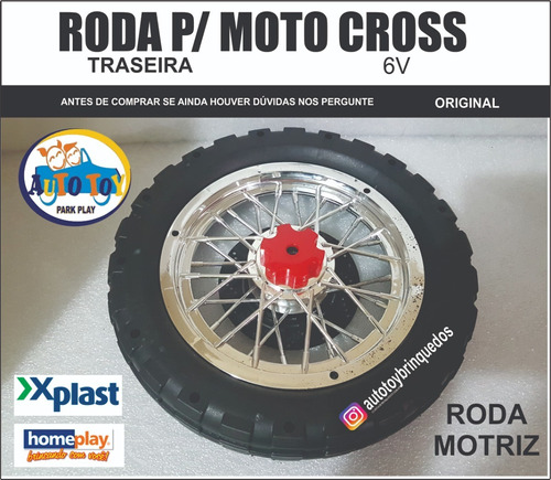 Moto Cross 6v Homeplay - Roda Traseira   Tração 