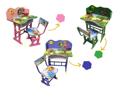 Escritorio De Niño Con Silla Altura Regulable Armado Gratis
