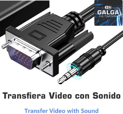 Imagen 4 de 10 de Cable Adaptador Conversor Vga A Hdmi Full Hd + Audio + Usb