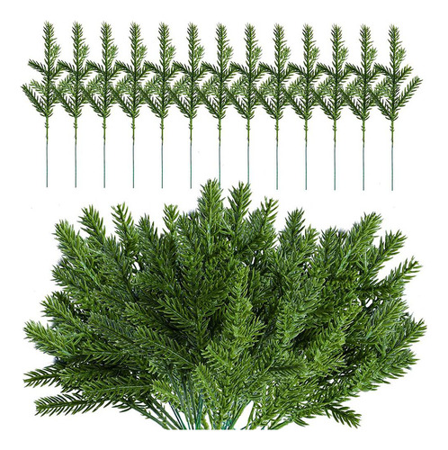 80piezas Agujas De Pino Artificiales Con Ramas Navideña 17cm