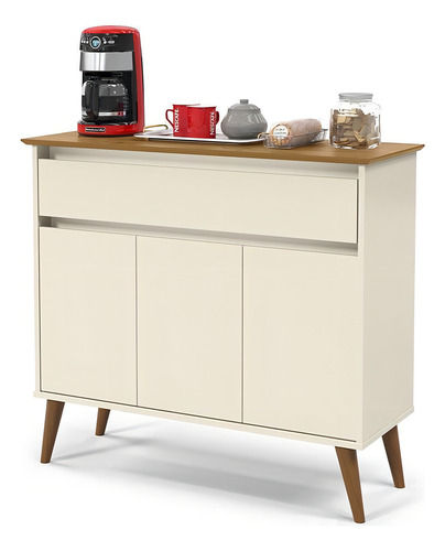 Aparador Buffet Multiuso Zeus Retro blanco roto/Freijó Cor blanco/Freijó