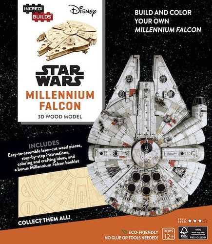 Libro Y Modelo 3d  Madera Star Wars: Millenium Falcon