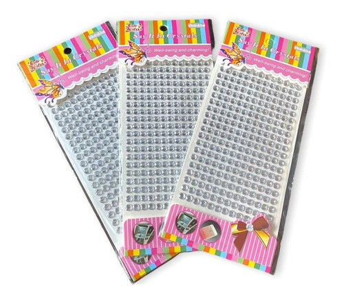 Strass Autoadhesivo Brillos Gemas  Para Cara 5mm 3 Planchas