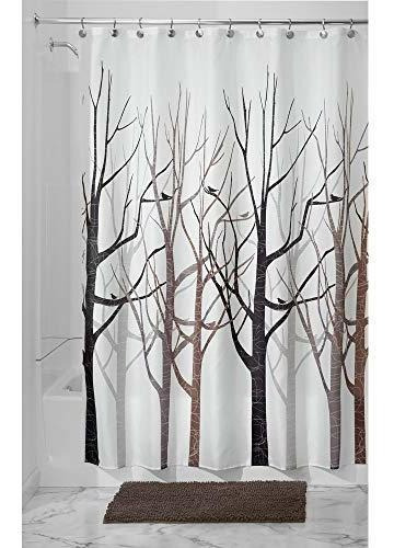 Cortina Para Ducha Interdesign Forest Fabric, 72 X 72, Negro