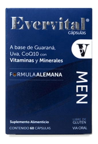 Evervital Men Guaraná, Uva, Coq10 Bomuca 60 Caps