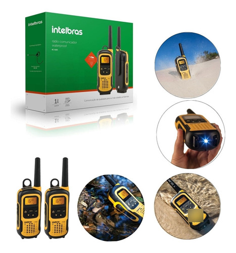 Kit 3 Radio Comunicador Pilha Clip Dotcell V8 Rc41000/4102 Bandas De Freqüência Uhf Cor Preto E Amarelo