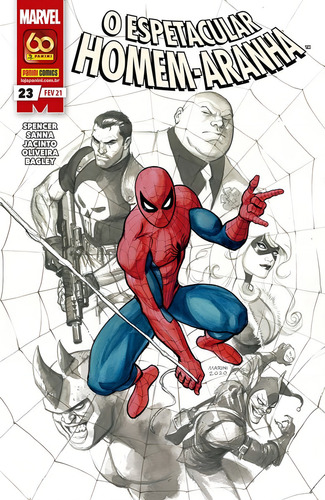 O Espetacular Homem-aranha - 23 (capa variante), de Spencer, Nick. Editorial Panini Brasil LTDA, capa mole em português, 2021