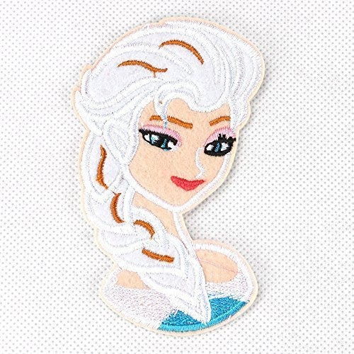 Hermosa Princesa Dibujo Animado Elsa Tela Bordado Hierro Sew