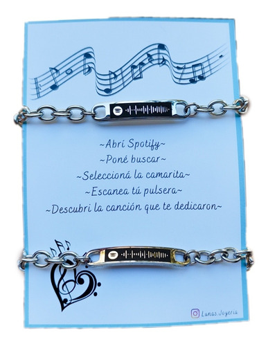 2 Pulseras Spotify Dedica Una Canción Regalo Acero Novios