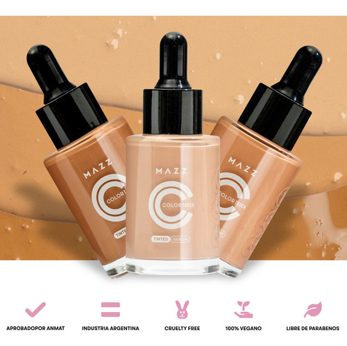 Base de maquillaje líquida MAZZ MAKE UP Color touch Serum caramelo tono 01- crema - 30mL