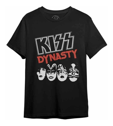 Polera Kiss - Dynasty - Caras - Negra Manga Corta