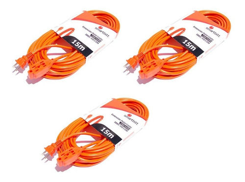Smartbitt Kit De 3 Extensiones De Uso Rudo De 15 Mts Color Naranja