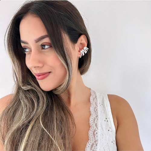 Brinco Ear Cuff Banhado A Prata (semijoia)
