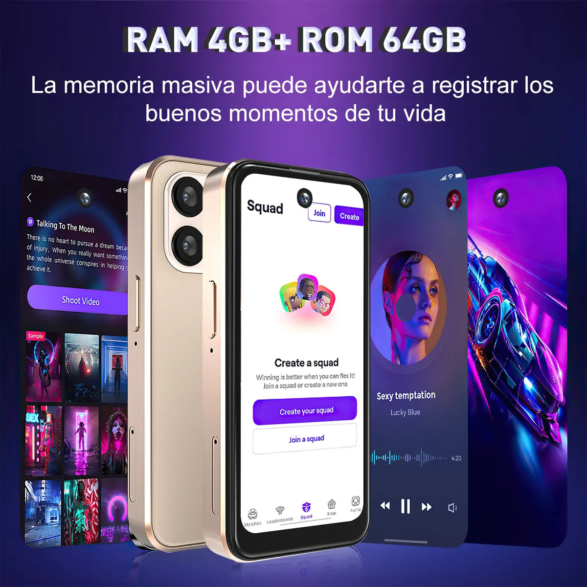 YUANSHEN Teléfono Mini 3.8 Pulgadas Hd Pantalla 4gb Ram 64gb Rom Dual Sim 4000mah Android 11.0 Dual Cámara 8mp+5mp Wifi Smartphone