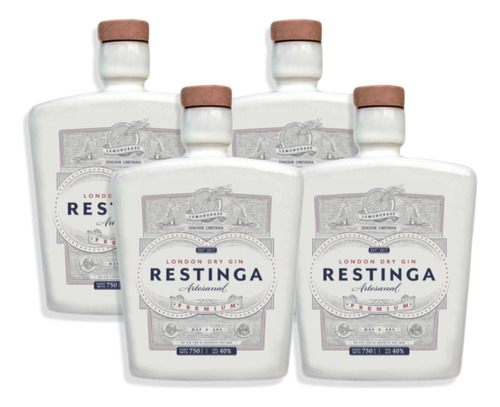 Gin London Dry Restinga Lemongrass Cerámica 750ml Caja X4u