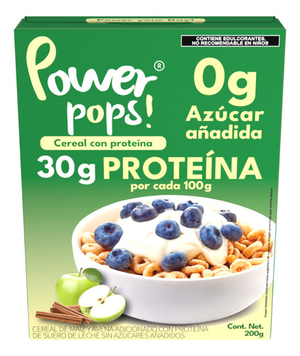 Cereal Alto En Proteína 30% Sin Azúcar Power Pops! Manzana C