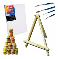 Comprar Set Pintura Niños Adultos Pinceles Atril Madera Bastidor C33