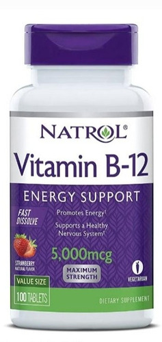 Vitamina B12 Natrol 5000 Mcg Sublingual 100 Unidades*** Usa