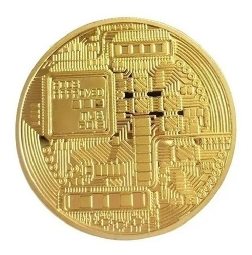 Imagen 2 de 6 de Moneda Fisica Criptomoneda En Capsula Bitcoin Dorada