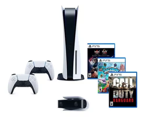 Sony PlayStation 5 825GB Kit: PS5 Standard + Dualsense + COD + Nioh  Collection + Sackboy + Camera color blanco y negro