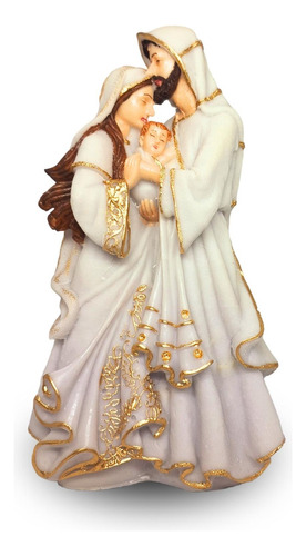 Imagem Sagrada Familia Em Resina Pequena 20cm Traços Finos Cor Branca