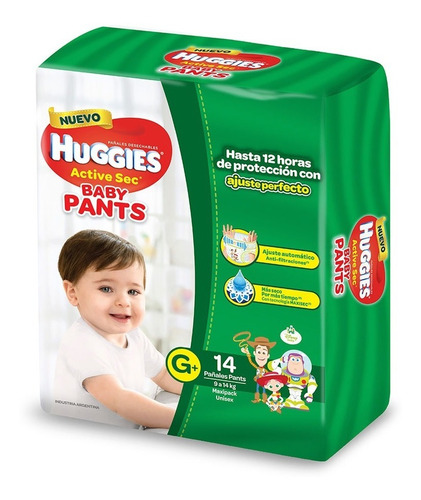 Pañales Huggies Active Sec Baby Pants Maxipack P M G Xg Xxg